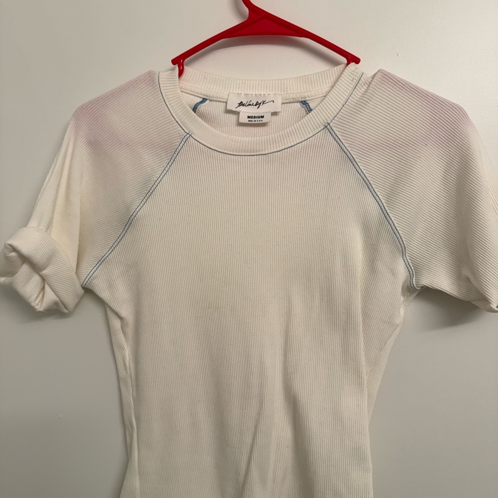 The Line by K Cream Ribbed Short Sleeve Tee